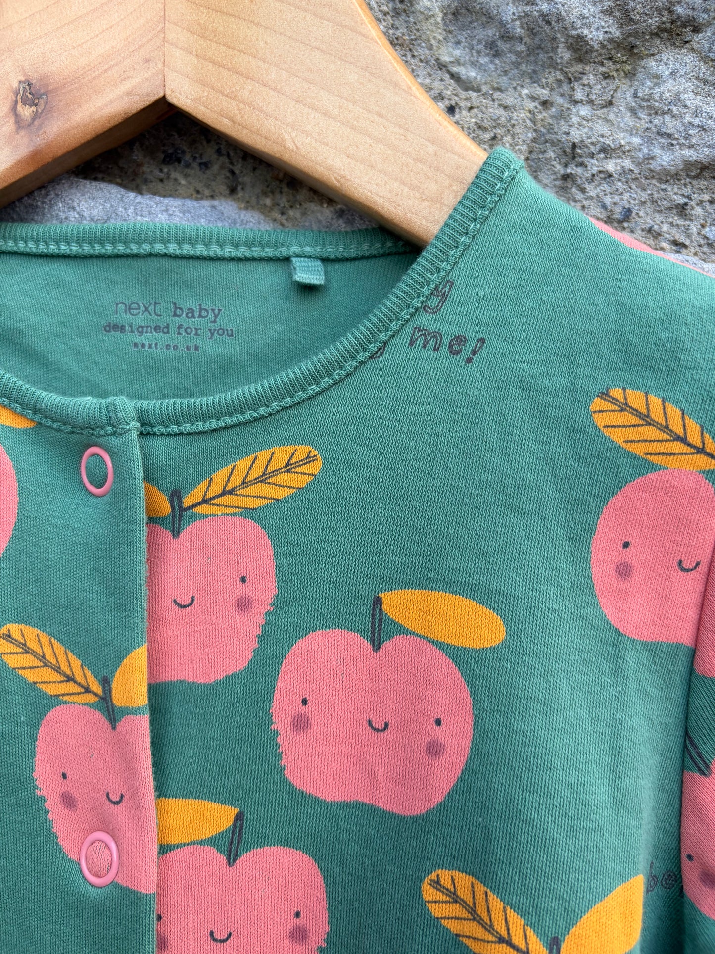 Pink apples green onesie  12-18m (80-86cm)
