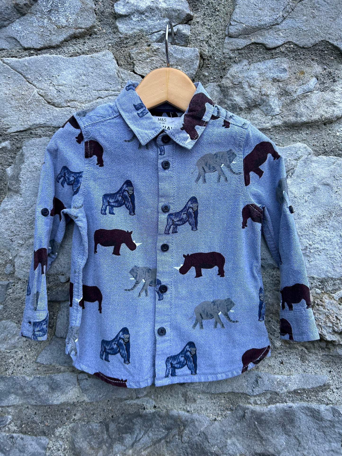 Wild animals blue shirt   12-18m (80-86cm)