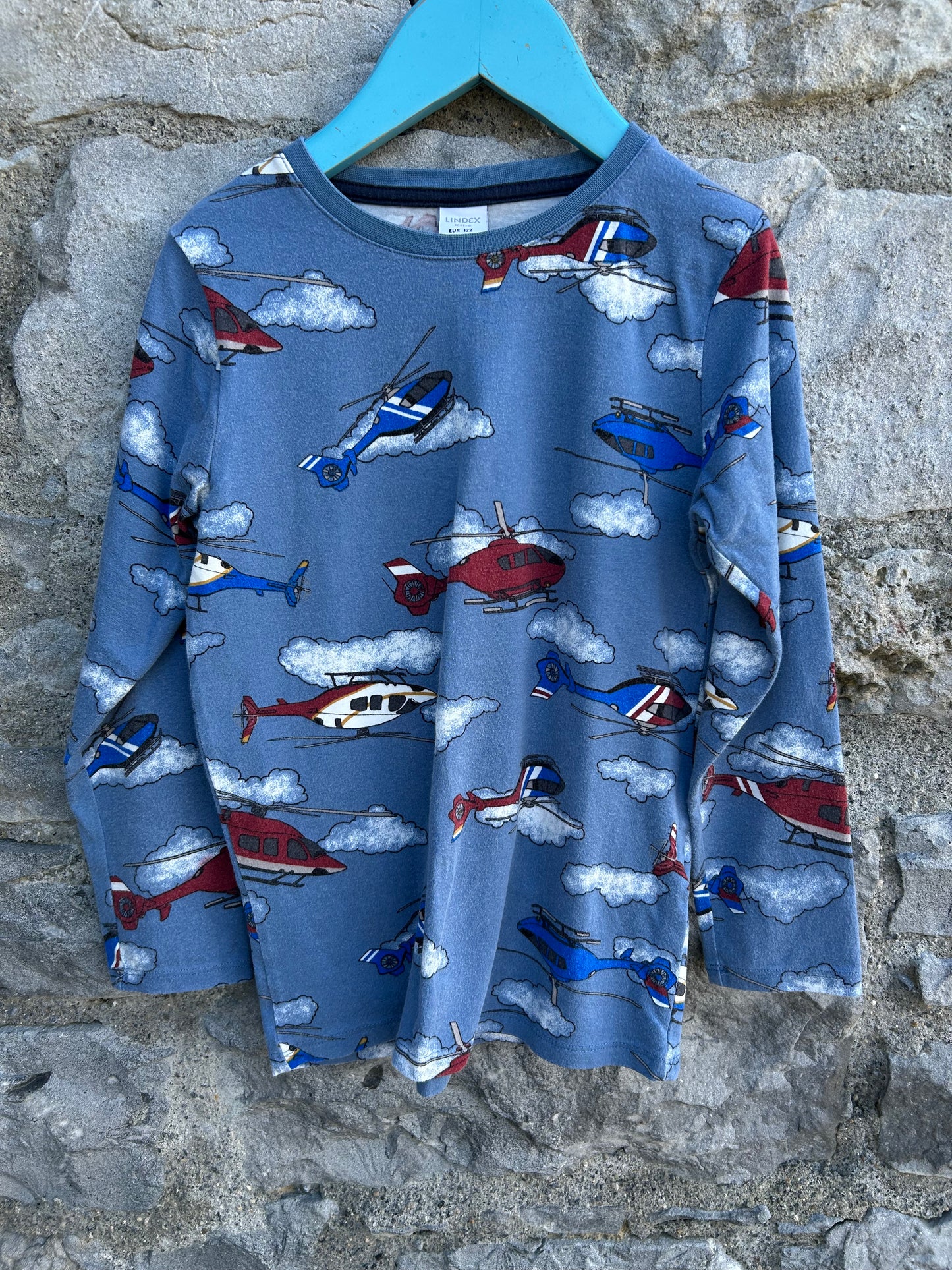 Helicopters blue top  6y (116cm)