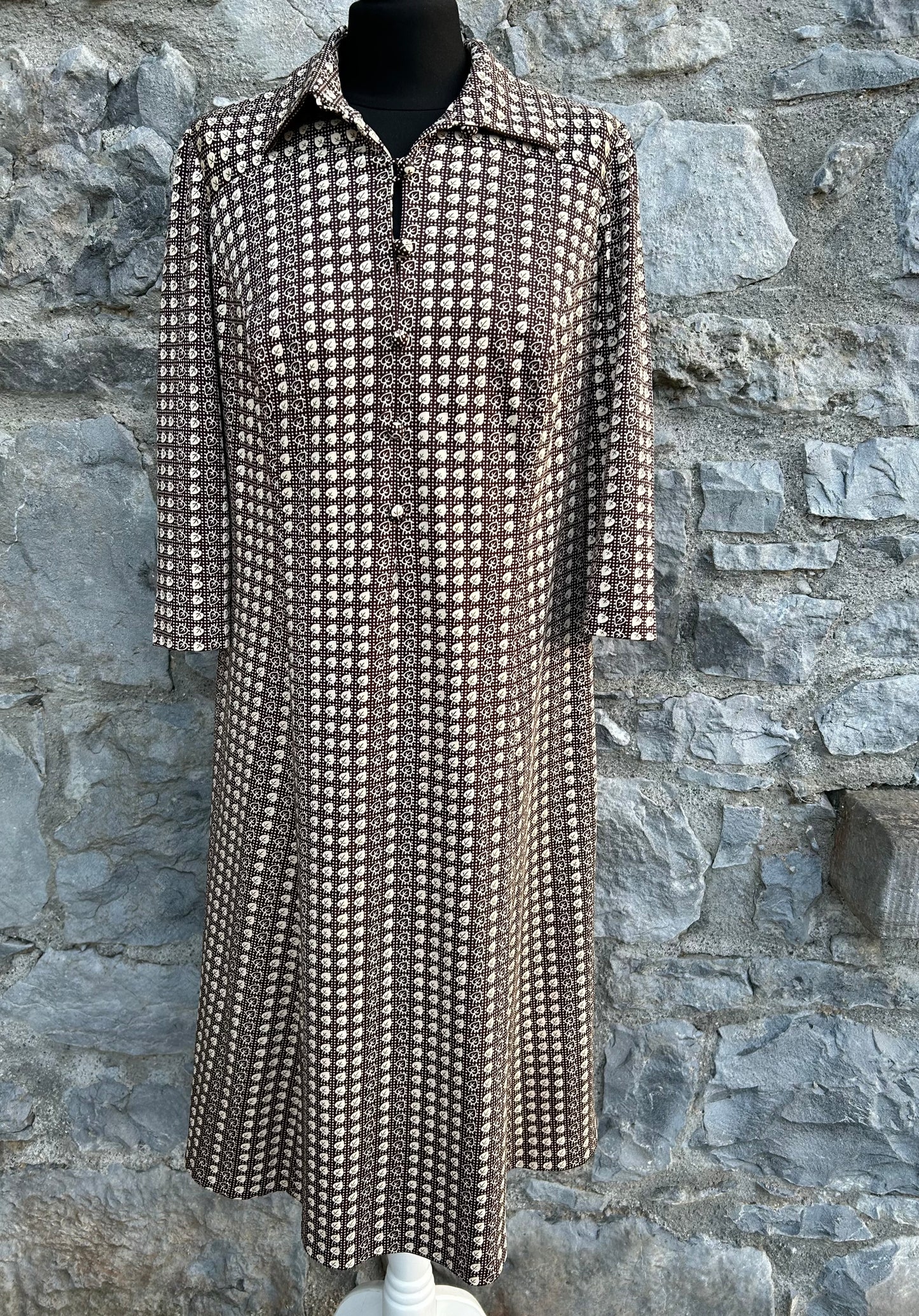 80s leaves brown dress uk 12