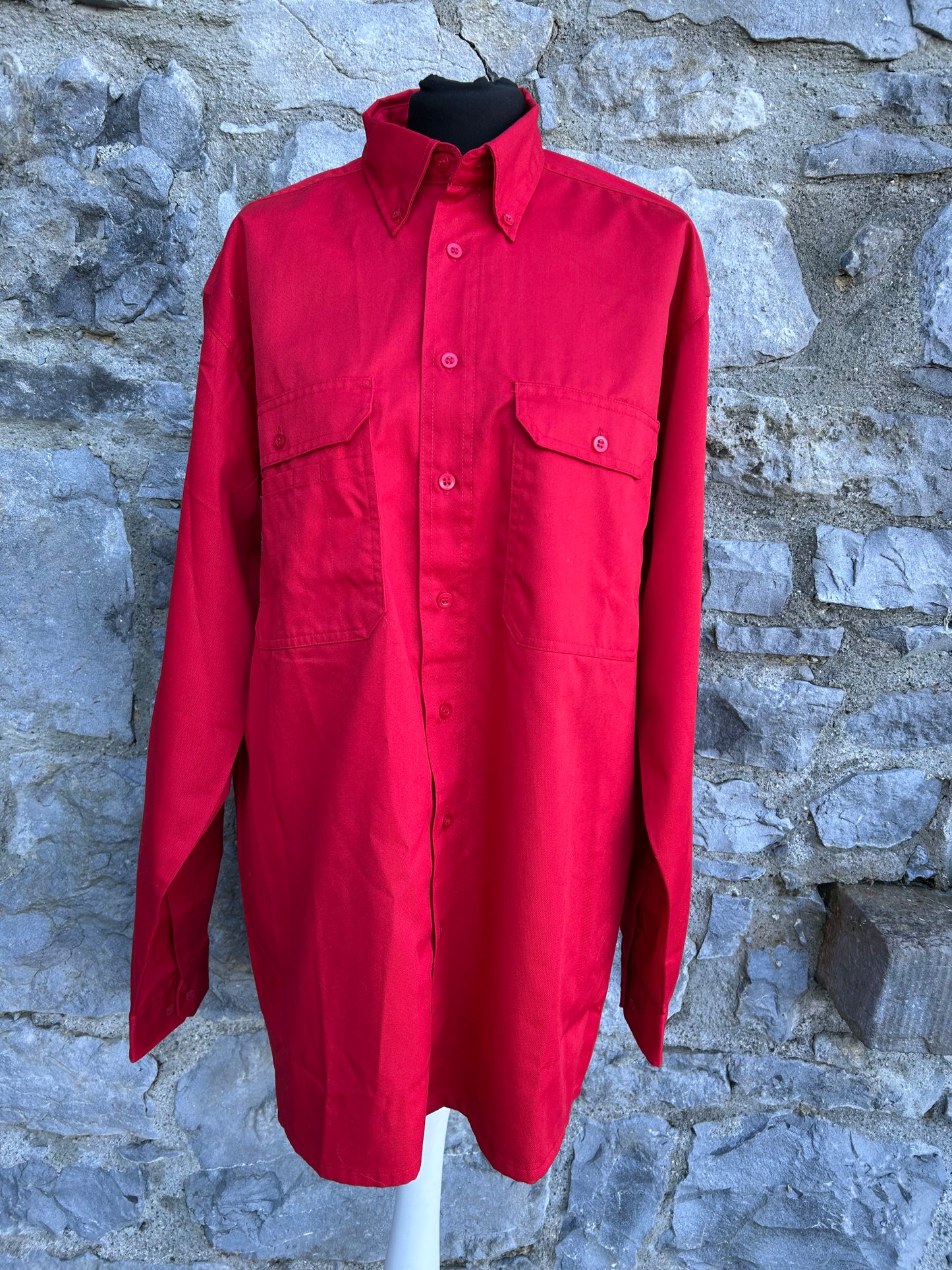 90s red work shirt M/L