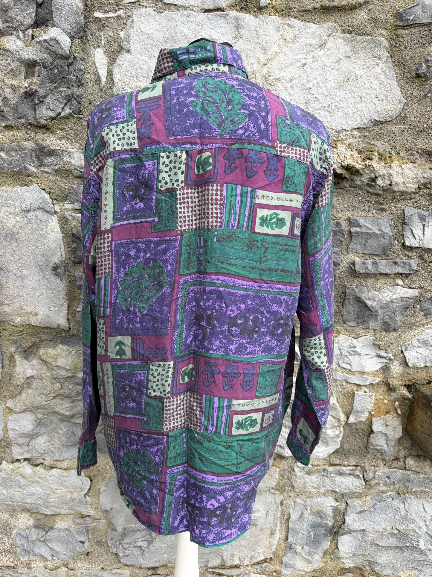 80s purple patchwork shirt Medium