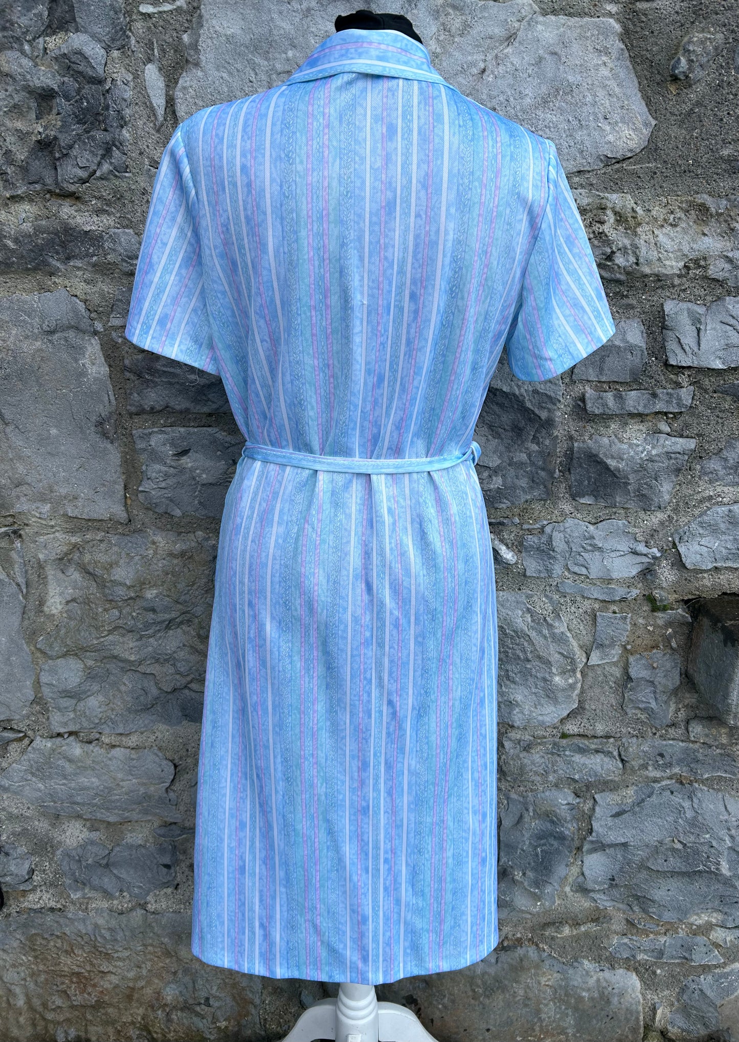 80s light blue stripy dress uk 12