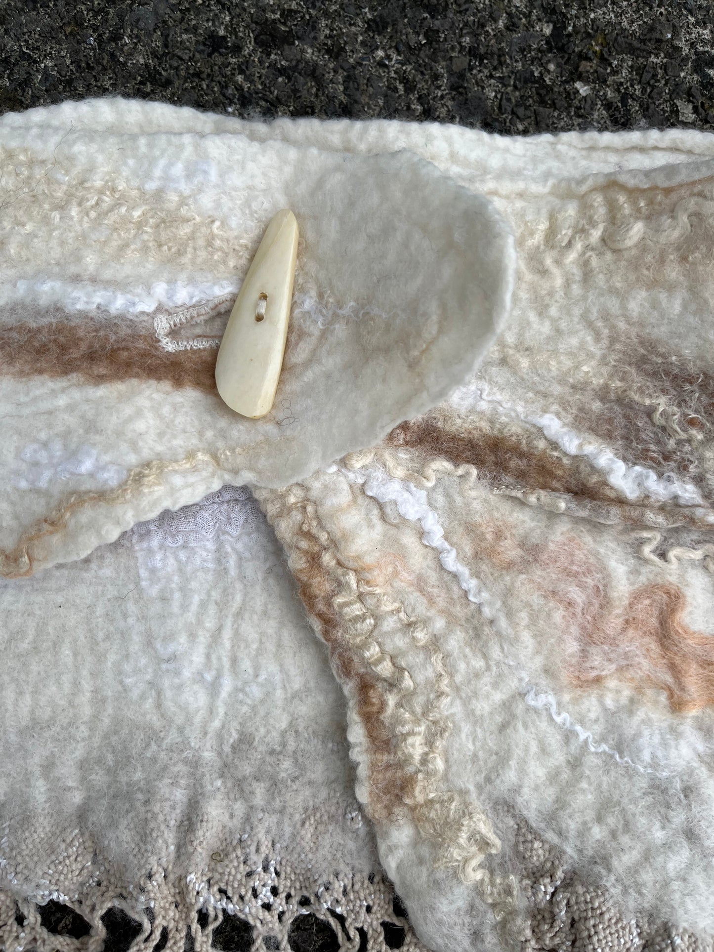 Cream&beige shawl&wrist warmers