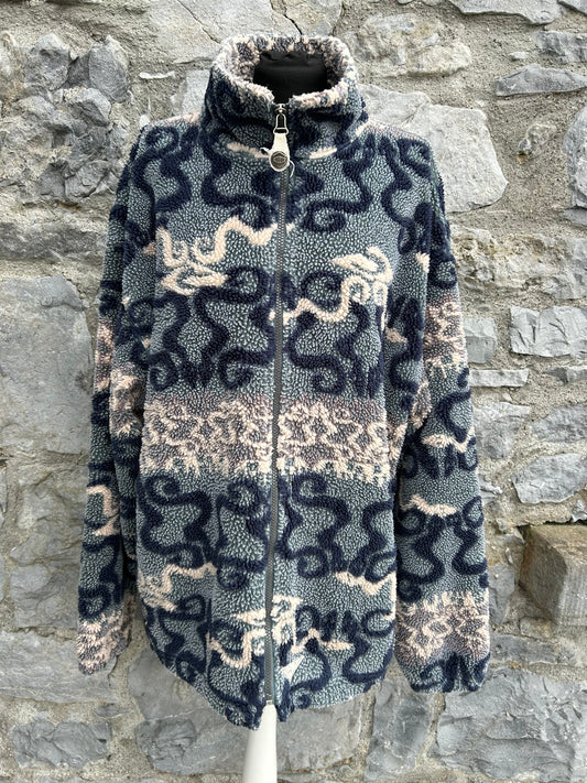 90s abstract grey&beige panels fleece XL