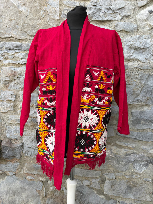 90s Peruvian embroidered open cardigan uk 8-10