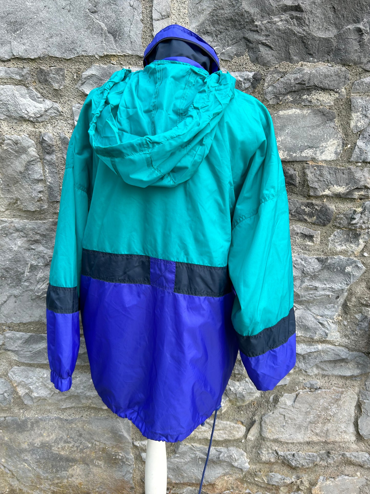 90s teal&blue half zip jacket S/M