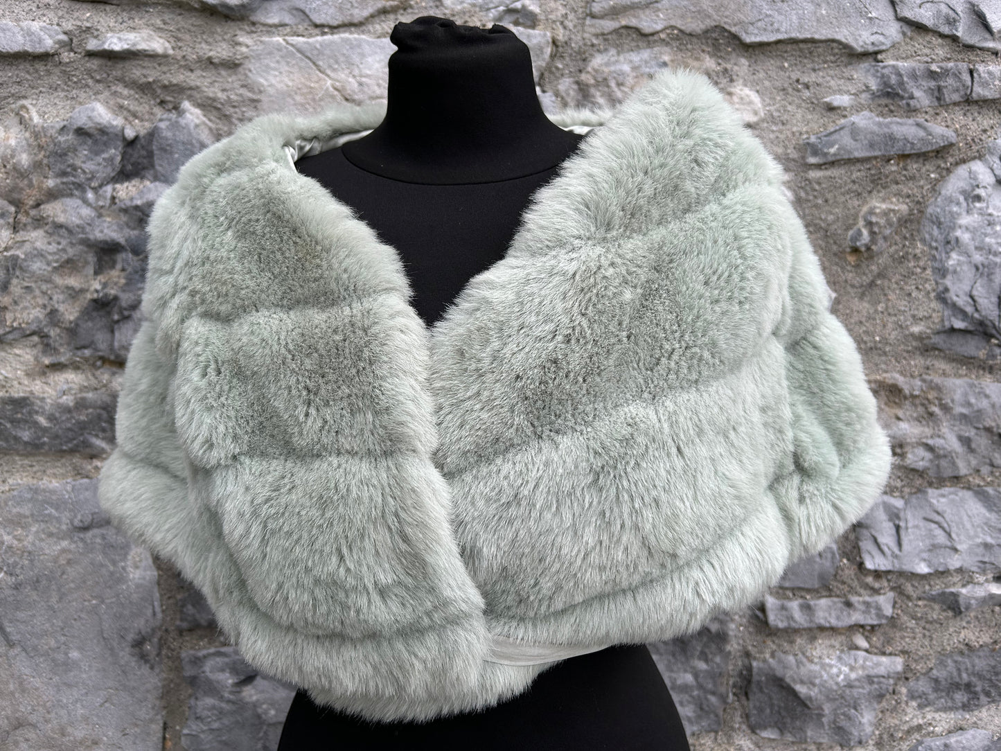 Mint faux fur cape