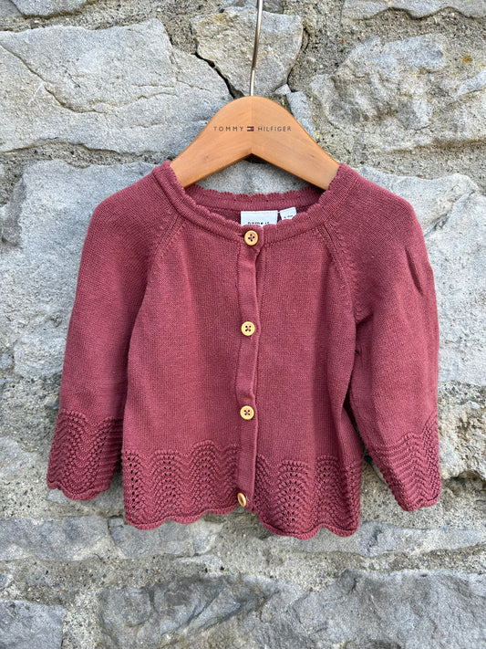 Maroon cardigan  3-6m (62-68cm)