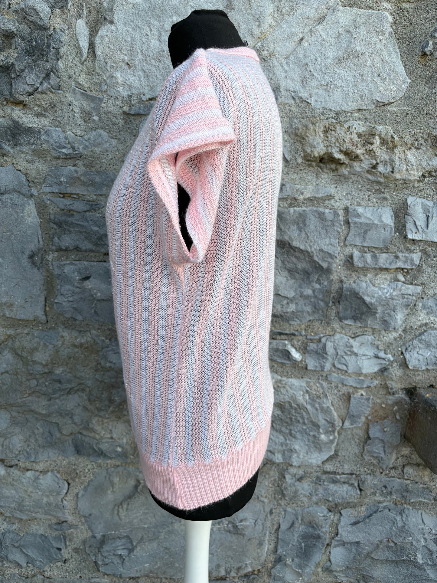 80s pink stripy knitted top uk 10