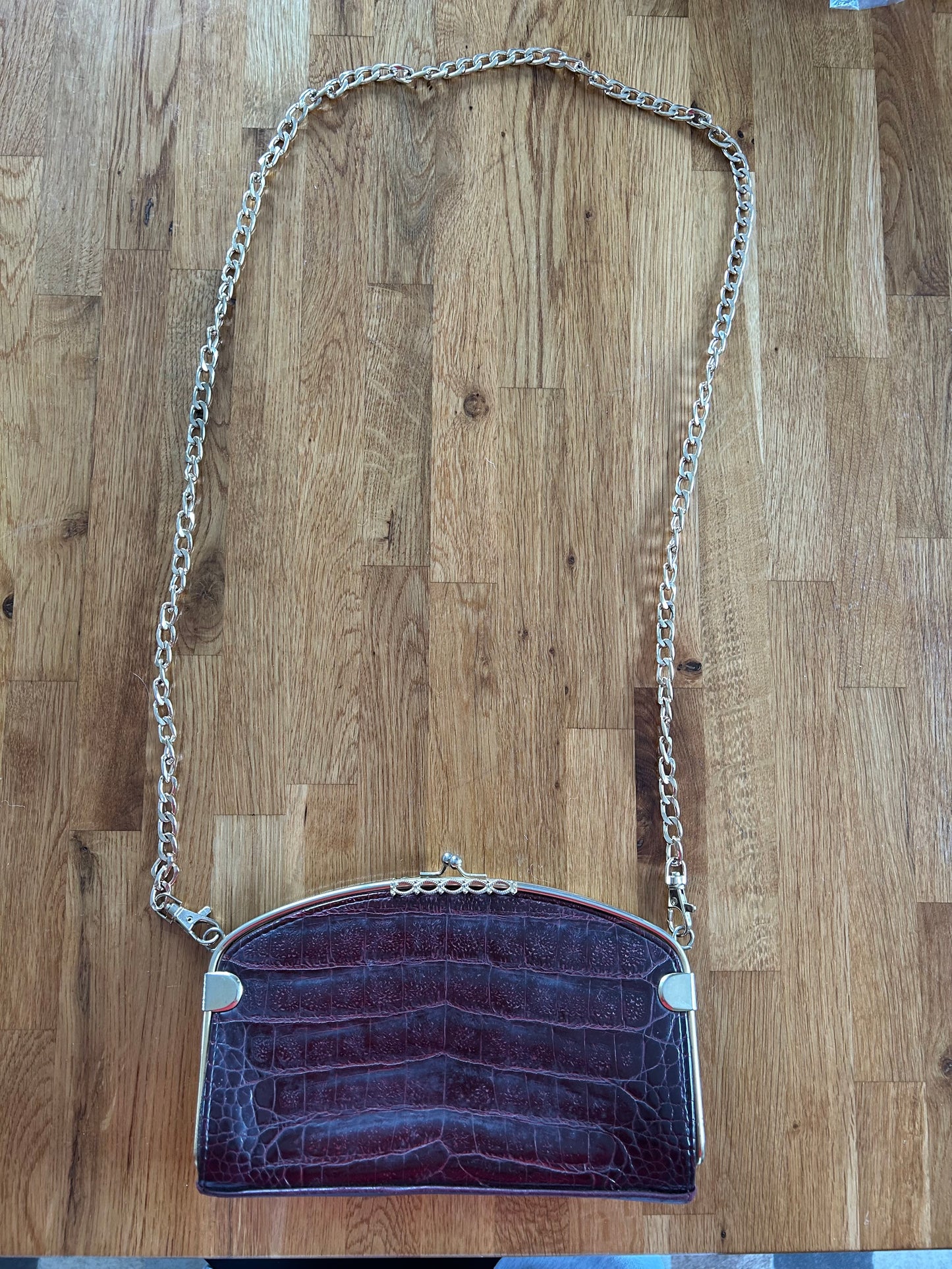 Maroon golden chain bag