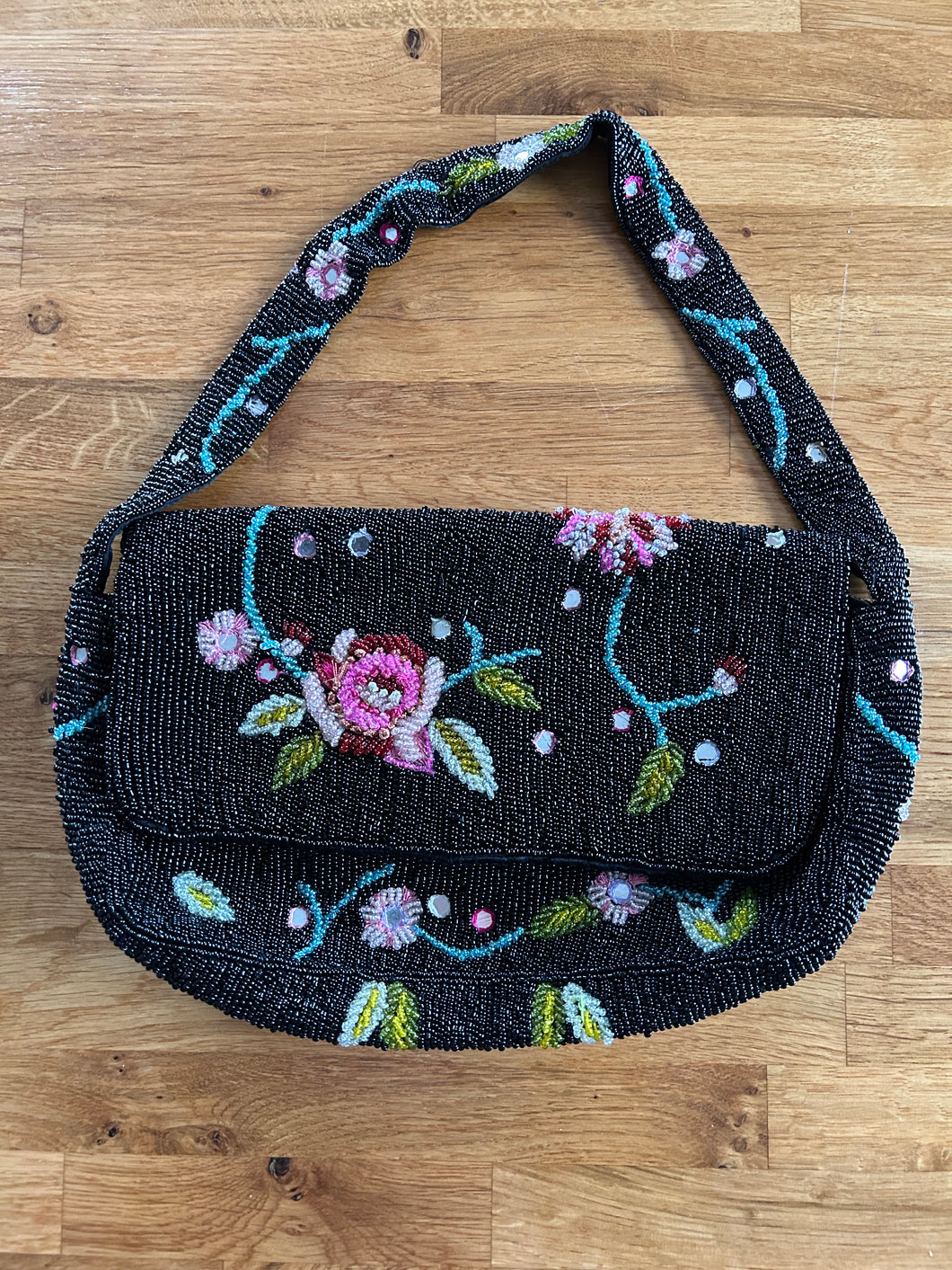 Floral beaded handbag
