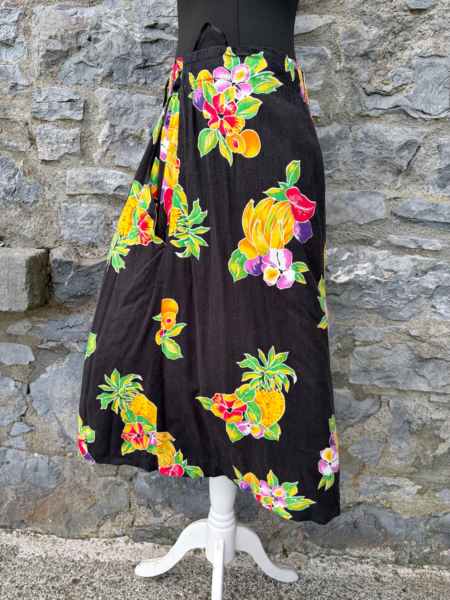 80s tropical black culottes uk 10-12