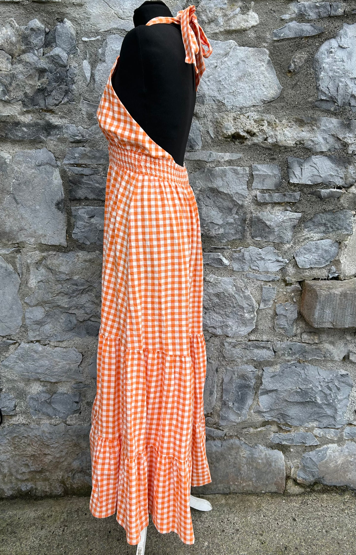 Orange check maxi dress uk 10-12