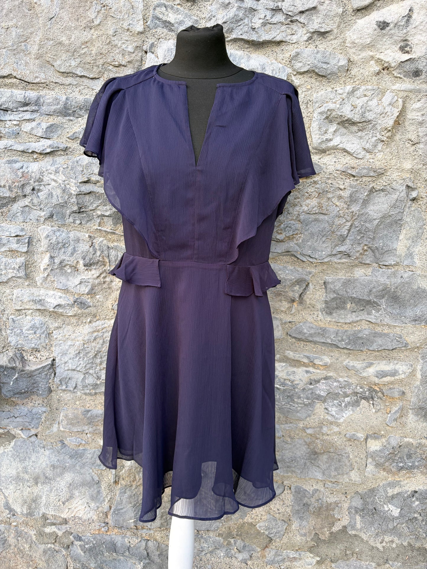 Kiaran angel-sleeve navy mini dress uk 10-12