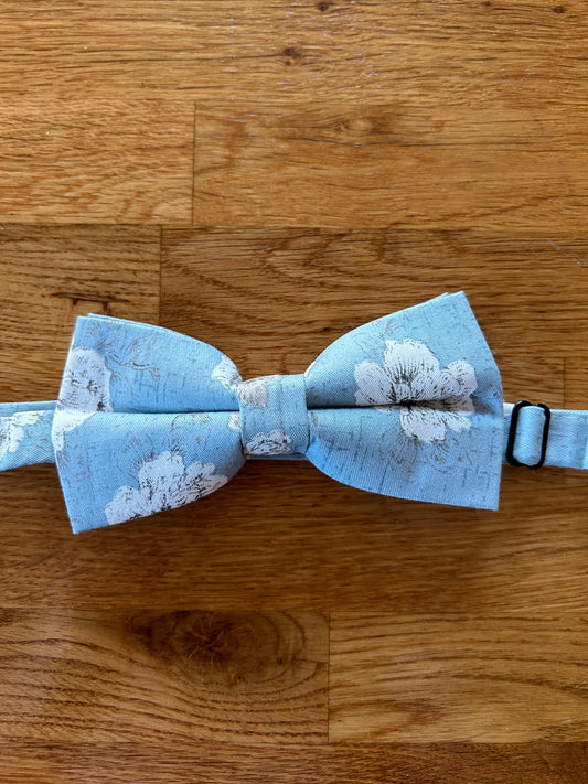 Light  blue floral bow tie