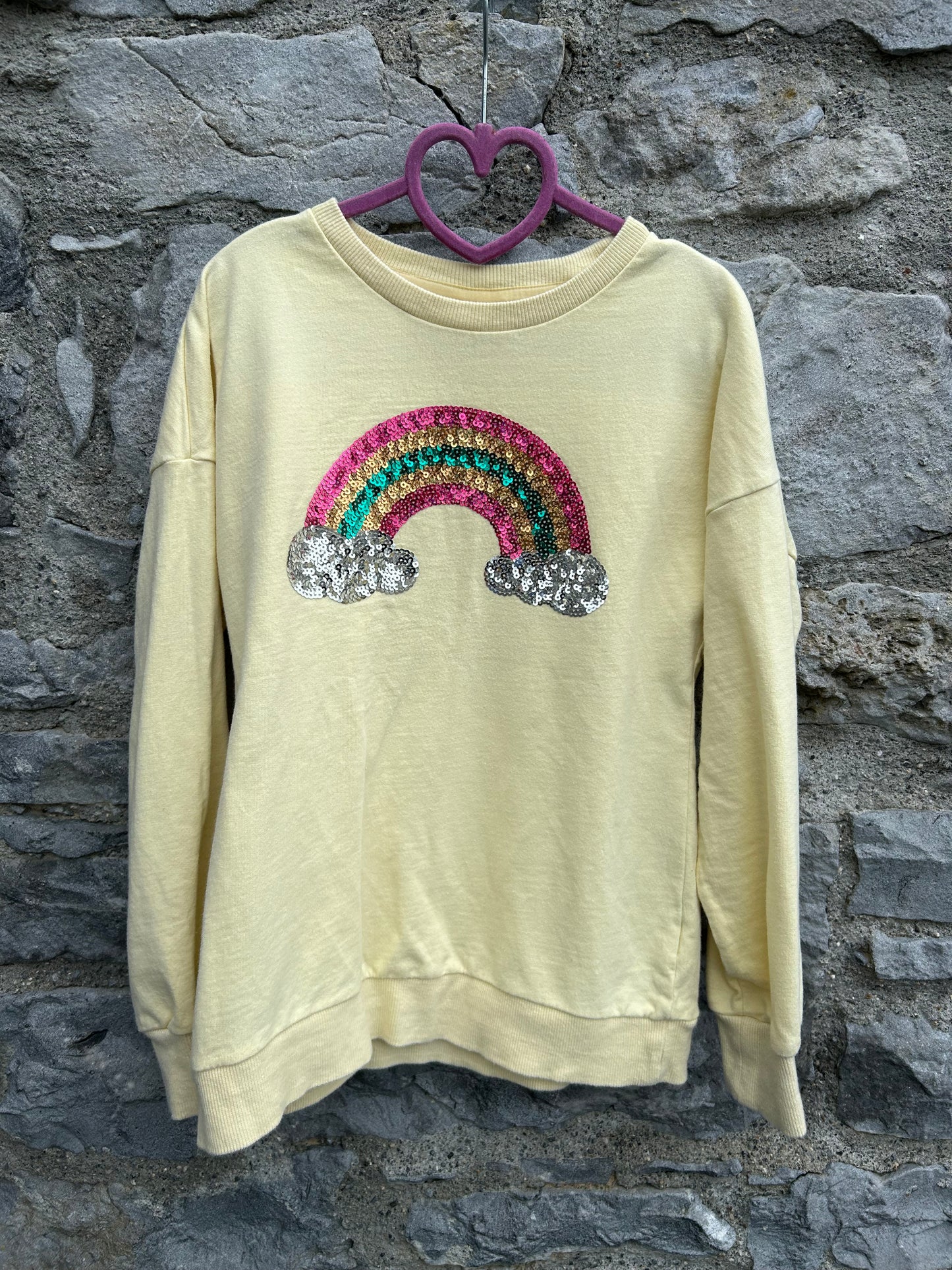 Sequin rainbow yellow sweatshirt  9-10y (134-140cm)