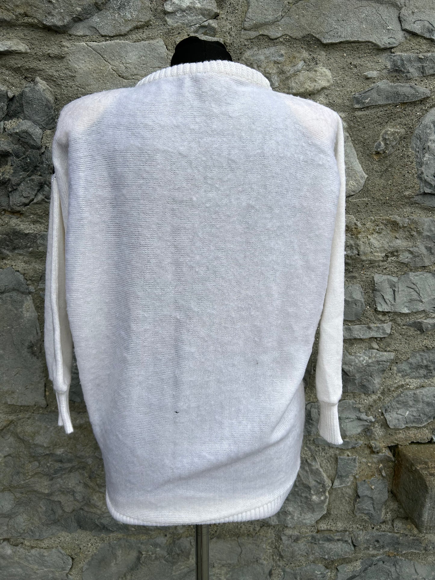 80s white embroidered jumper uk 12-14