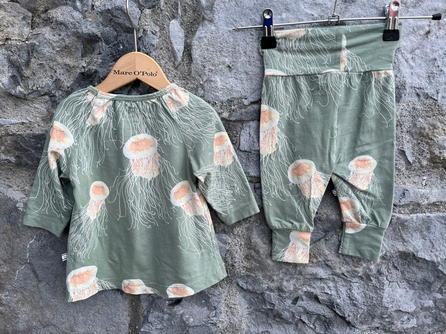 Jellyfish khaki top&pants   0-1m (50-56cm)