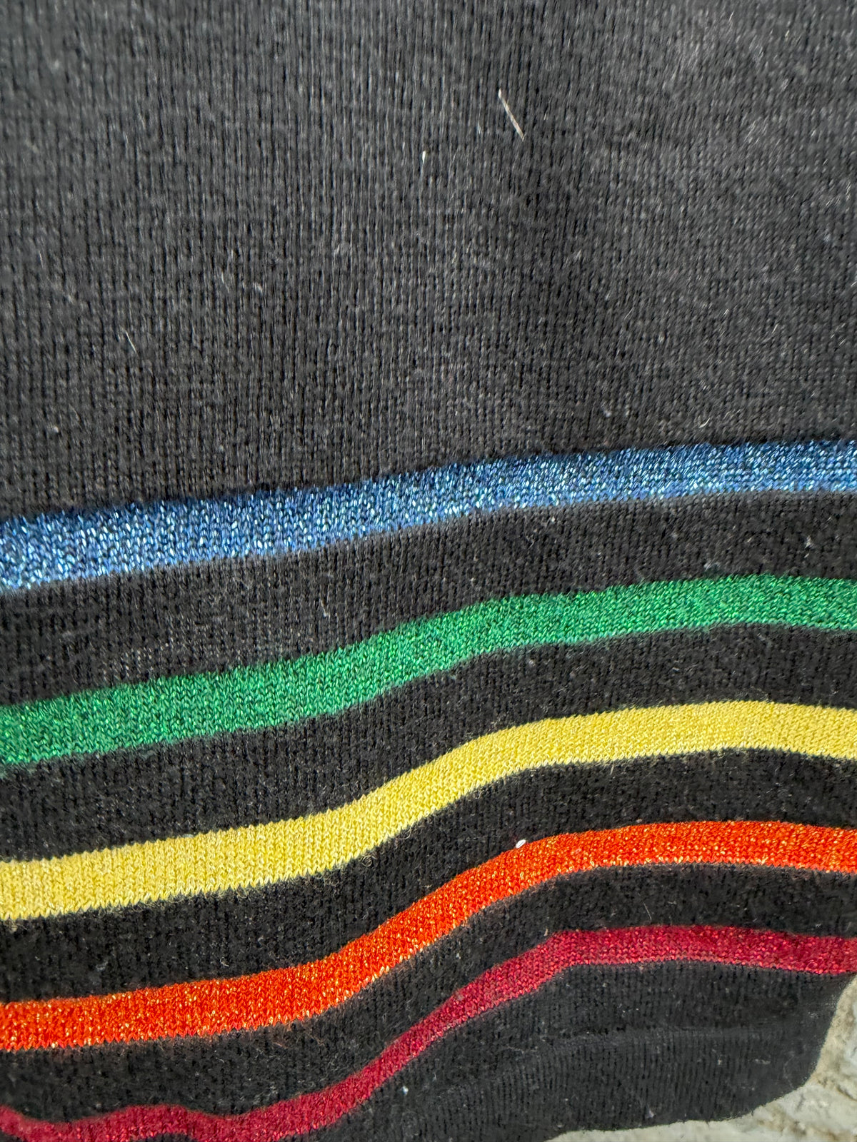Black knitted dress with rainbow stripes uk 14-16