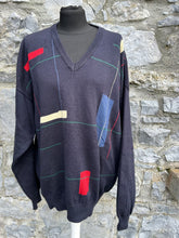 Load image into Gallery viewer, 90s navy geometric jumper  Large
