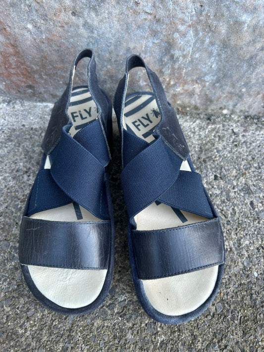 Navy wedge sandals  uk 5 (eu 38)