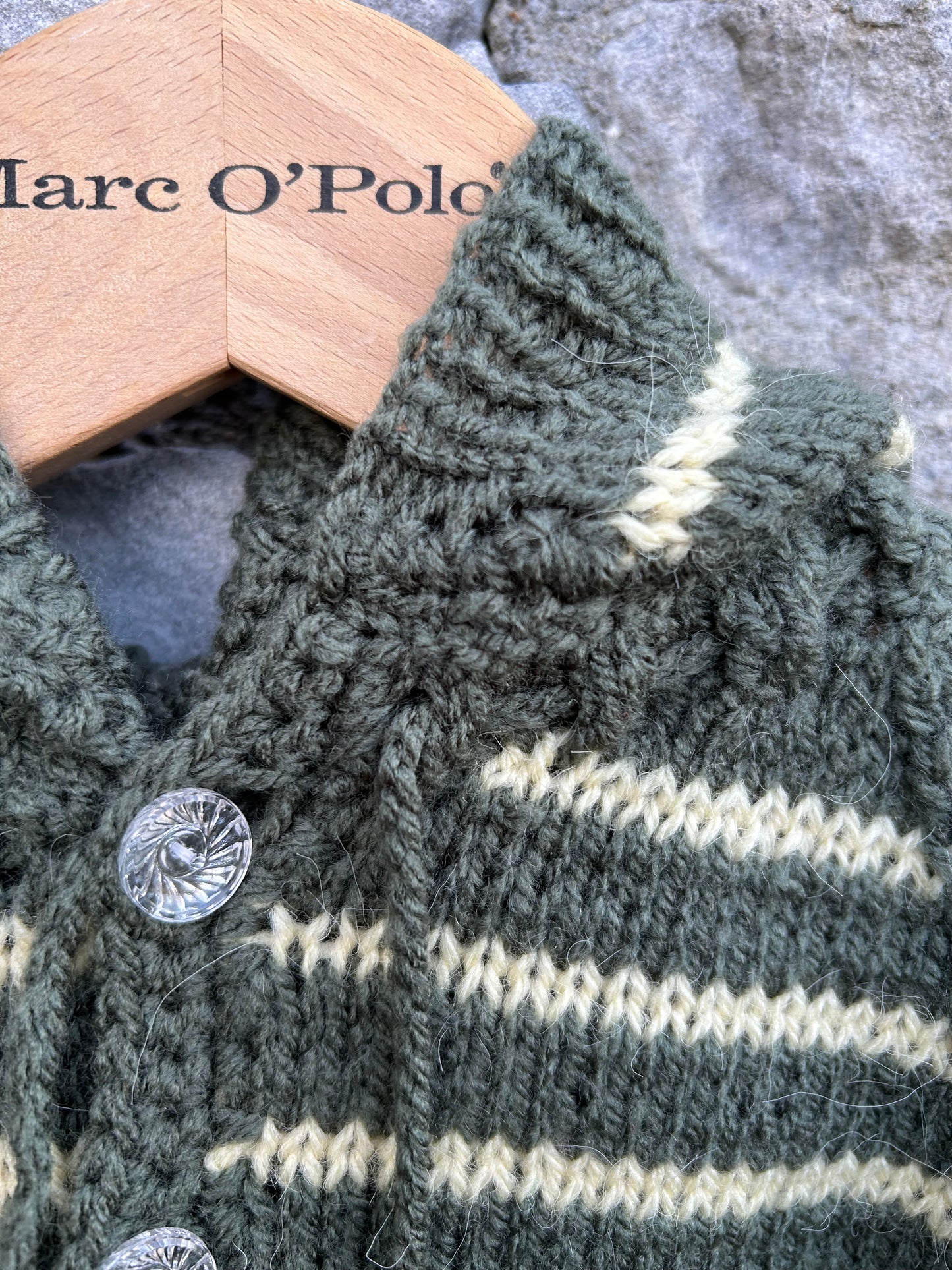 Dark green stripy hooded cardigan  6m (68cm)