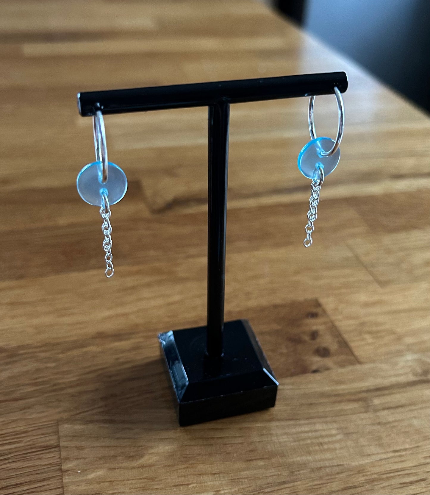 Light blue button earrings