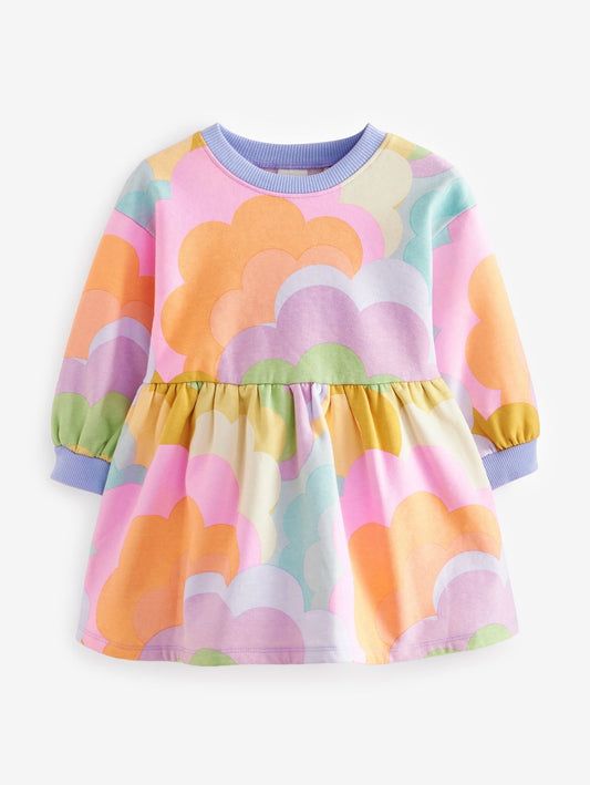 Lilac Rainbow Long Sleeve Jumper Dress  4-5y (104-110cm)