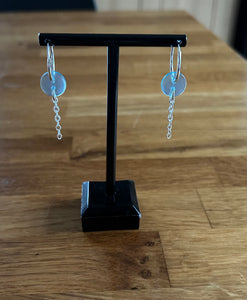 Light blue button earrings
