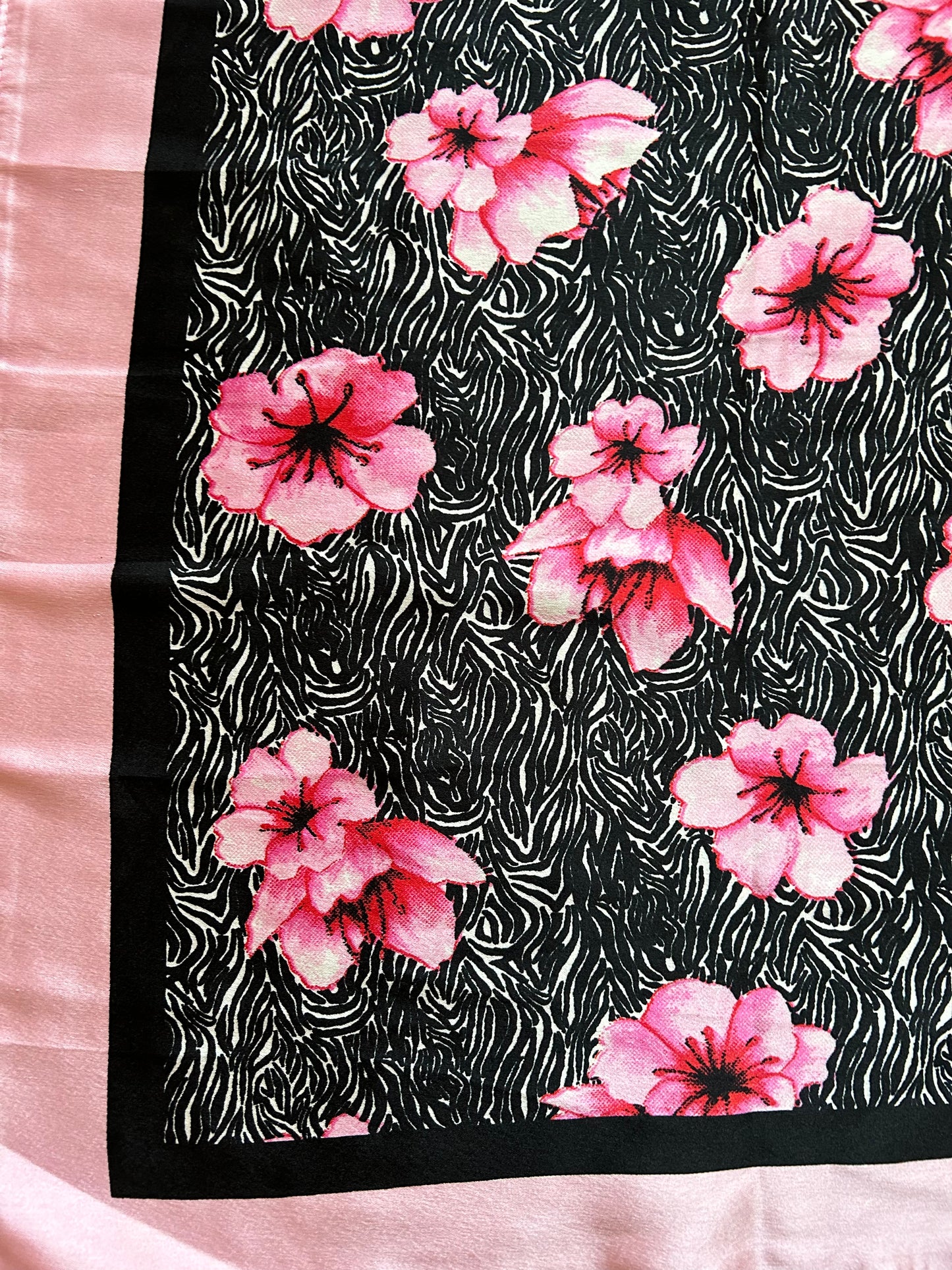 Pink&black floral scarf