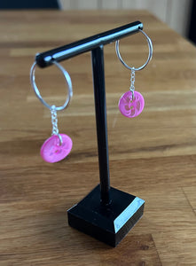 Pink button earrings