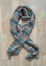 Load image into Gallery viewer, beige&amp;blue print scarf
