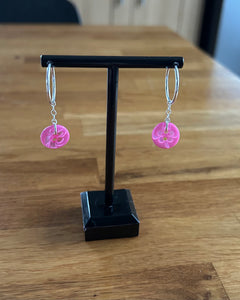 Pink button earrings