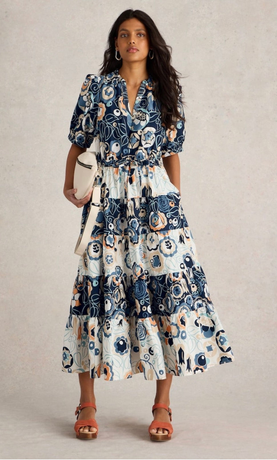 Blue&orange Elle Tiered Midi Dress uk 18-20