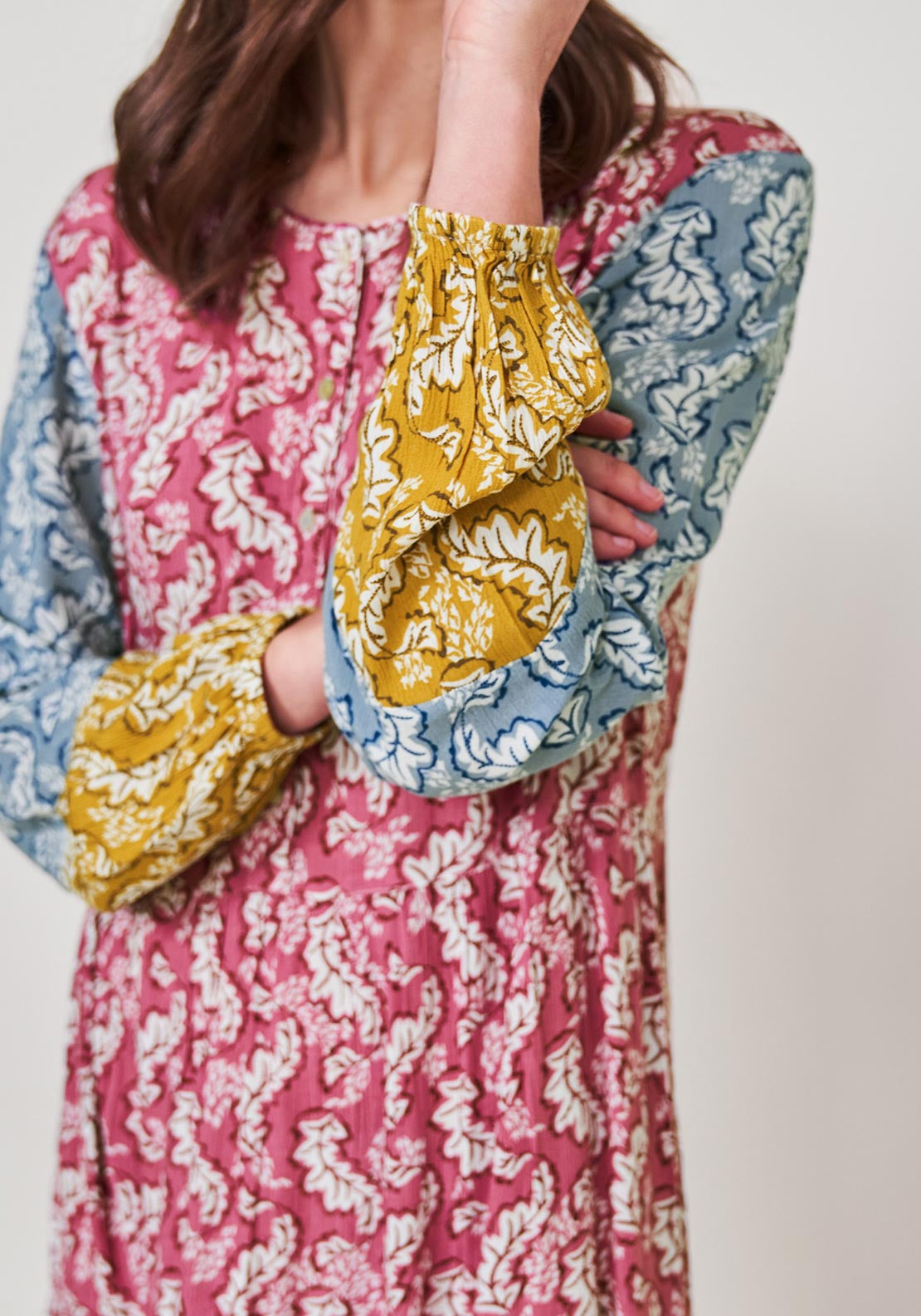 Elina Leaf Print Maxi Pink Multi Dress uk 6-8