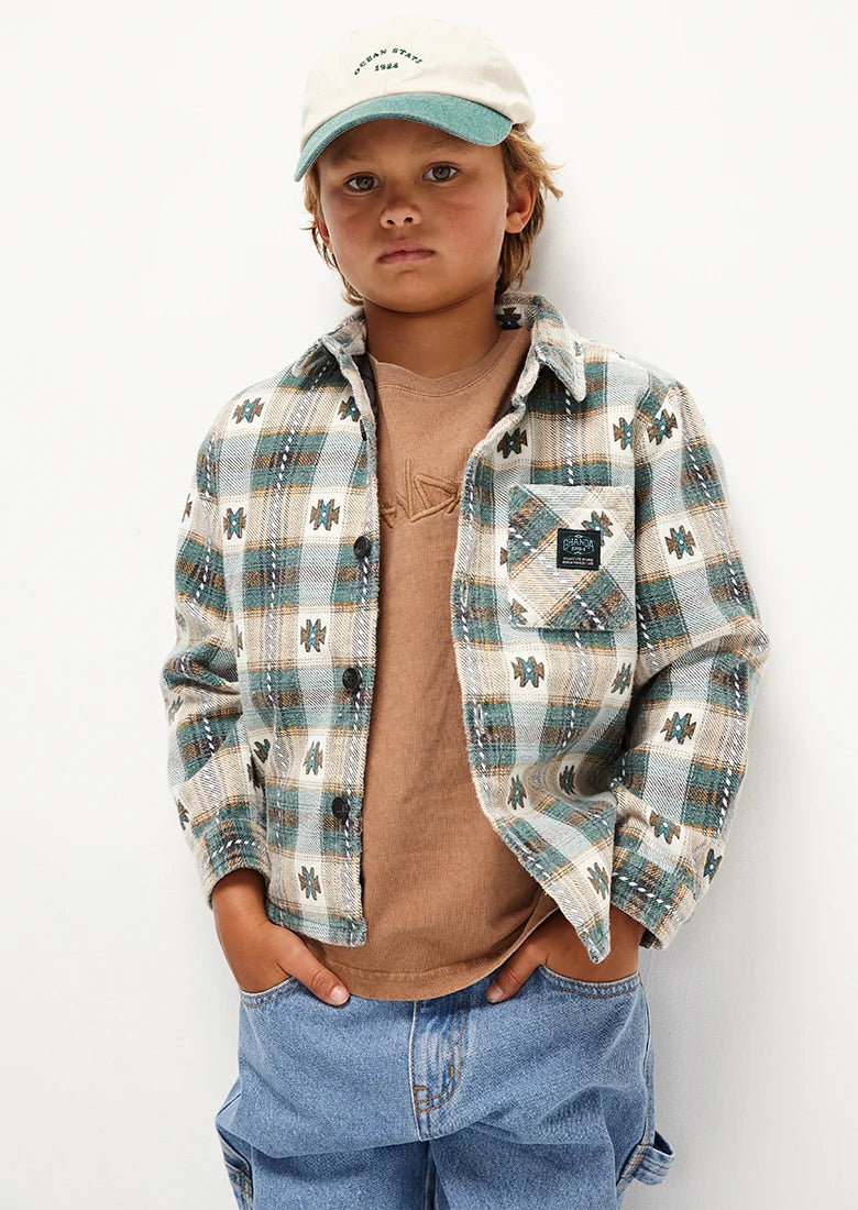 Ghanda khaki plaid flannel shacket  5-6y (110-116cm)