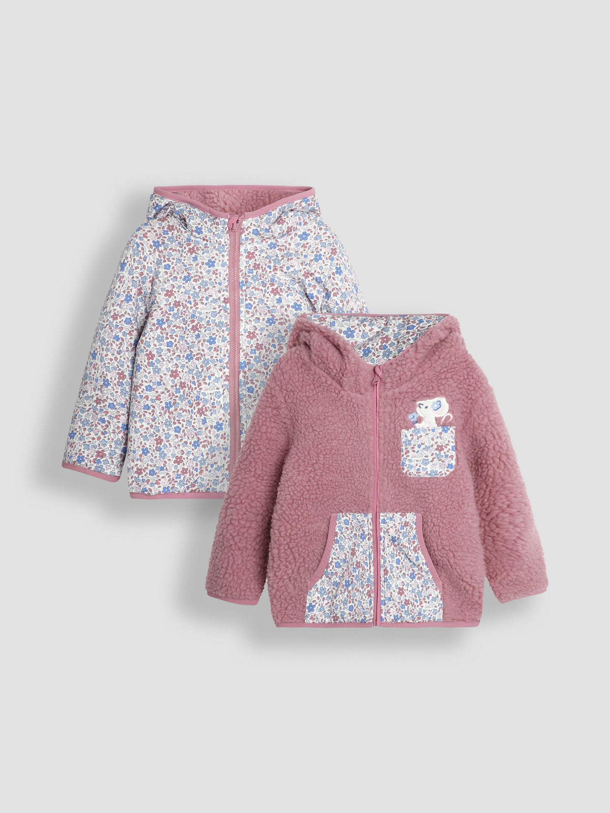 Pink Mouse Reversible Hooded Teddy Fleece 6-12m (68-80cm)