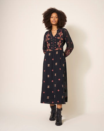 Kate black Embroidered Dress uk 16