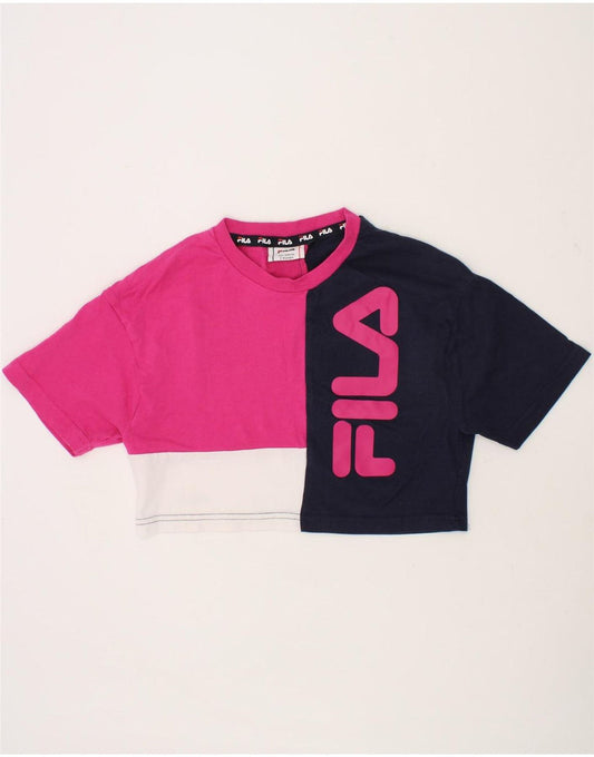 Pink colour block cropped Tee 9-10y (134-140cm)