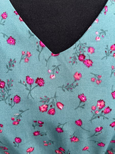Pink flowers teal dress uk 8-10