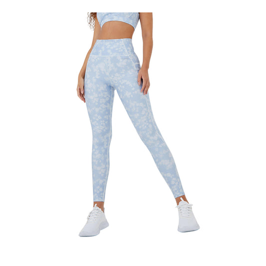 Blue watercolor floral high-rise leggings uk 10-12