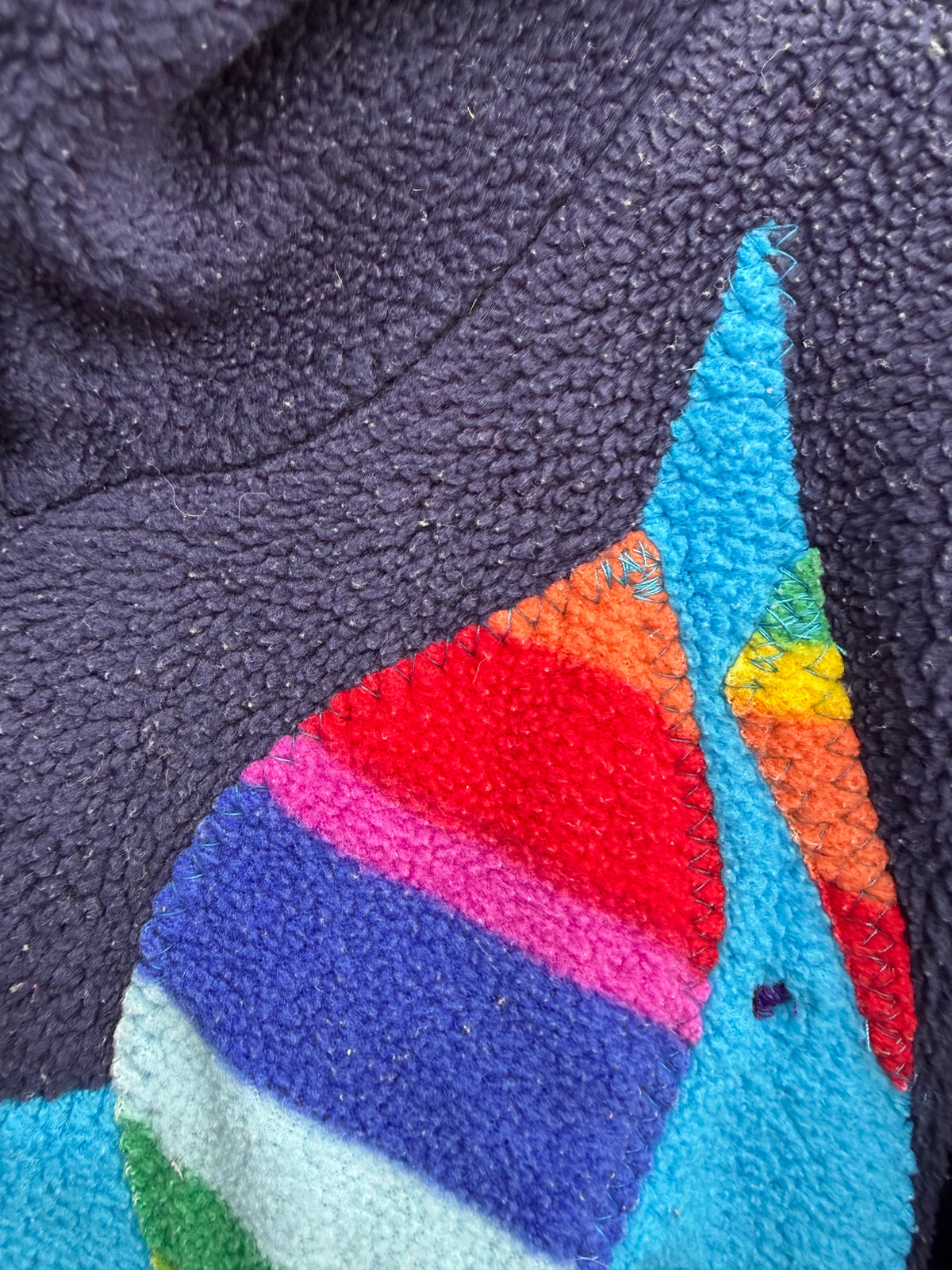Patchwork unicorn navy fleece hoodie  12m (80cm)