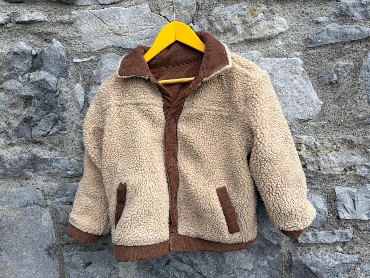 Brown cord fleece-lined reversible jacket 4-5y (104-110cm)