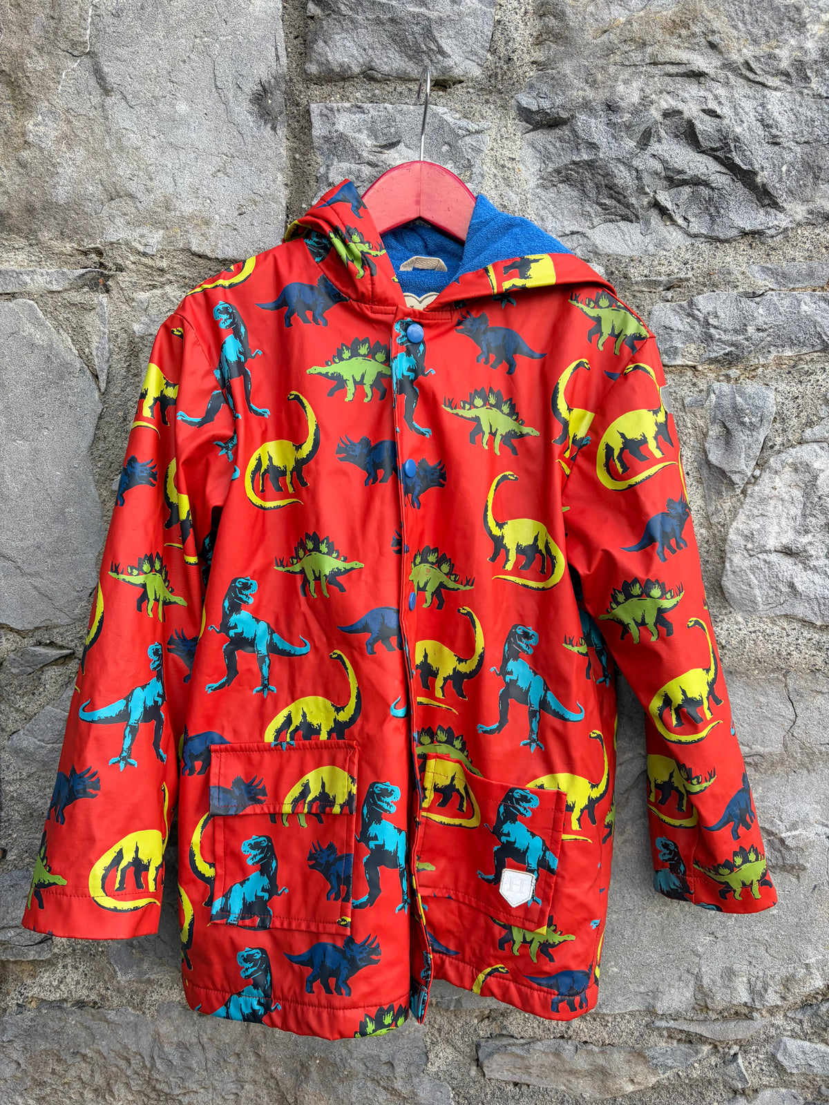 Dinosaurs red waterproof raincoat  7-8y (122-128cm)