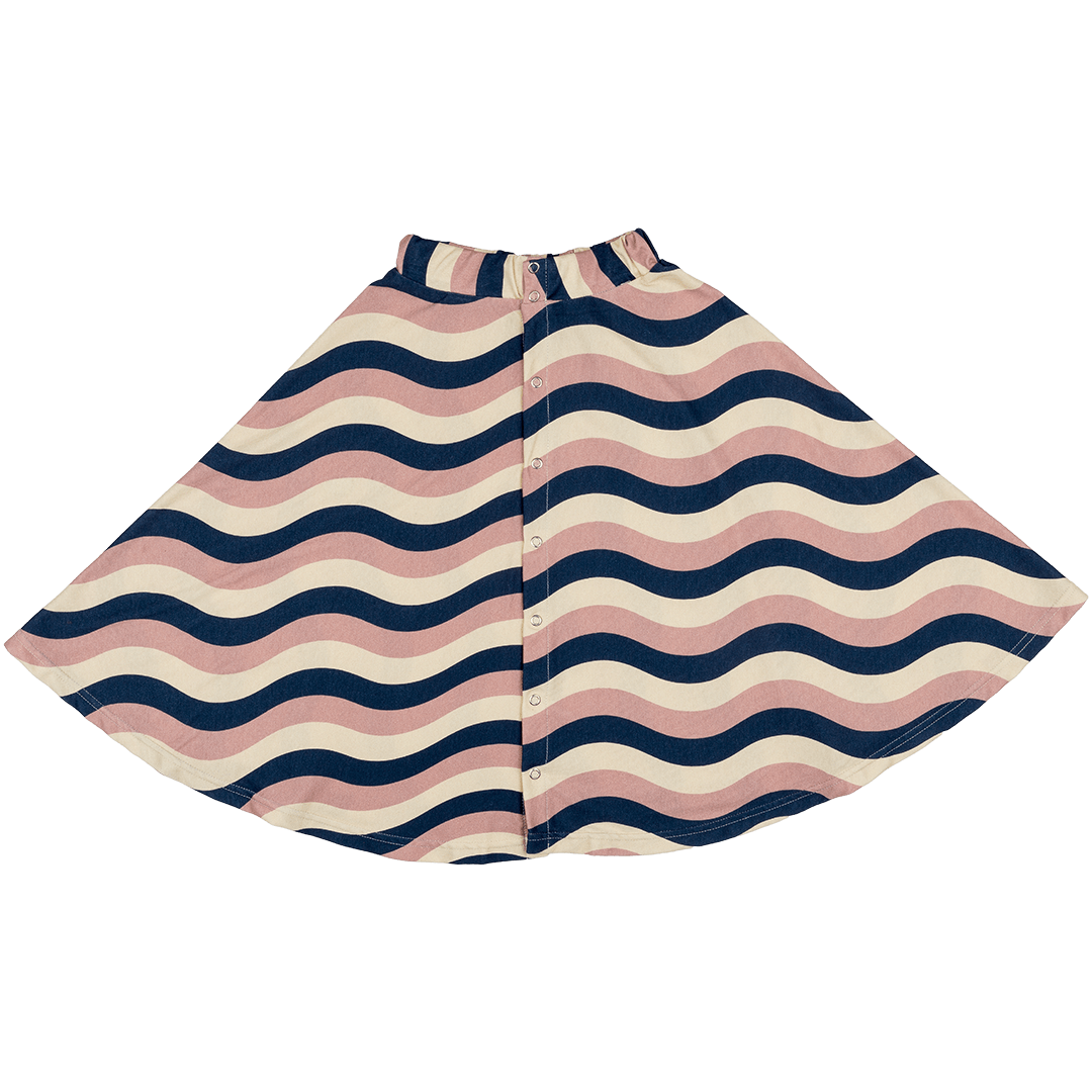 Pink&navy waves midi skirt  8-9y (128-134cm)