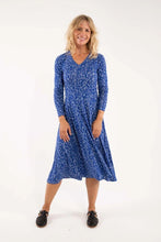 Load image into Gallery viewer, Blue floral dress uk 8-10
