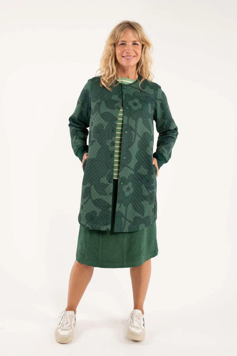 Green floral coat uk 12