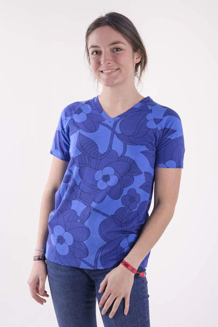 Blue floral t-shirt uk 12