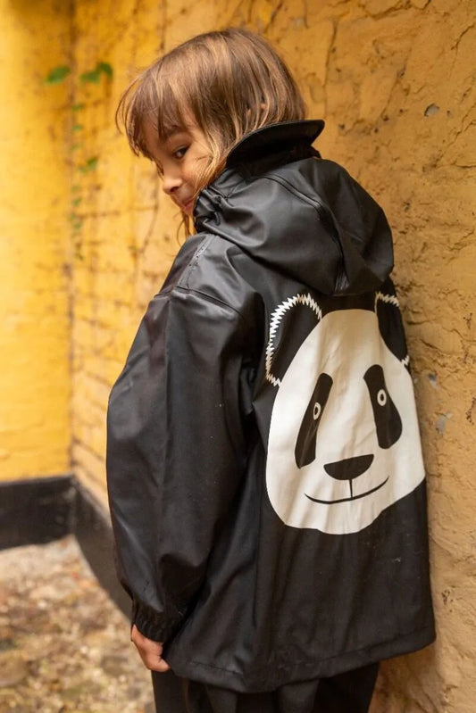 Black panda raincoat  2y (92cm)